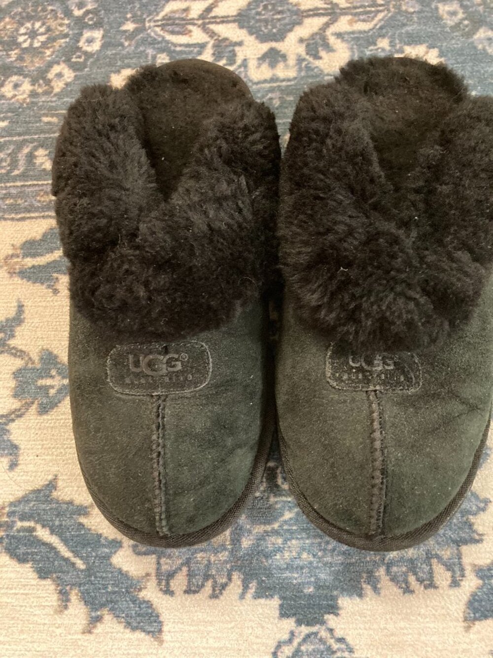 Black UGG suede shearling slipper clogs size 7 new without tags